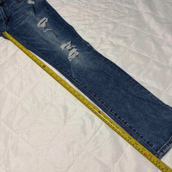 American Eagle Next Level Flex Slim Jeans Mens 34x34 Blue Distressed Stretch - Picture 13 of 14